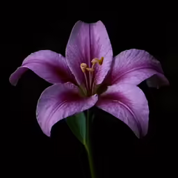 a flower with dark background has pink petals