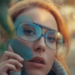 a beautiful young lady wearing glasses holding a piece of paper