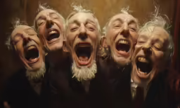 a group of people making faces with their mouths open