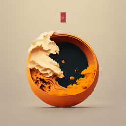 orange bowl filled with yellow and black liquid