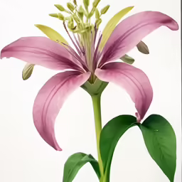 the pink flower is blooming next to green leaves