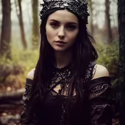 a woman wearing a crown and holding an umbrella