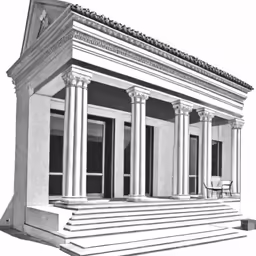 an old building with many columns and a porch