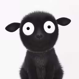 an animated sheep stares at the camera