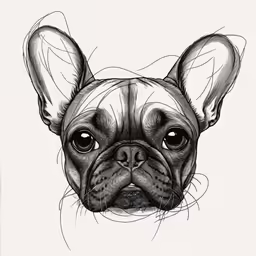 a drawing of a french bulldog dog looking to the side
