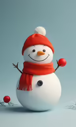 a snowman is in a red scarf