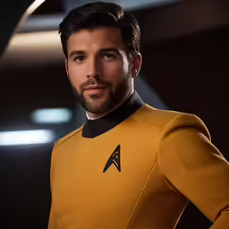a man in a star trek outfit, posing