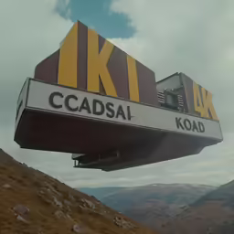 a billboard with a large kk advertisement above it on a hill