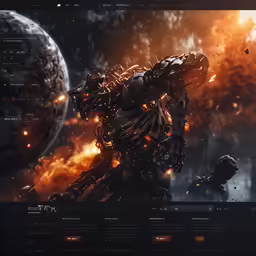 an image of a computer screen that has a robot standing in the background