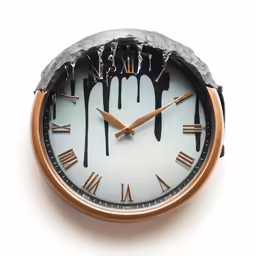 a brown and white clock sitting inside of a display case