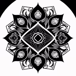 a black and white design in the shape of a circular