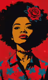 the image depicts an afro woman with an afro hairstyle