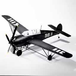 a small propellor plane on a white background