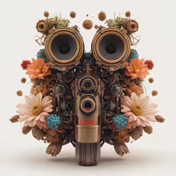 a big machine that has some flowers in it