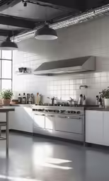the modern kitchen has all white cabinets and an oven