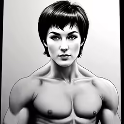 there is a drawing of a young man with a hairy body