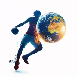 a basketball player is going to shoot a ball that goes up in the air
