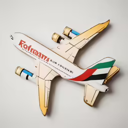 a toy airplane with the word kol - kaan in red, green, and blue lettering on it