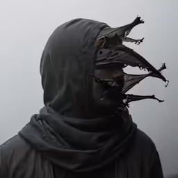 a man with a hood, glasses and headdress