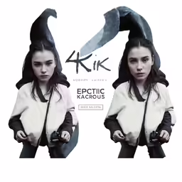 a young girl with long dark hair wearing an eroic kagous jacket