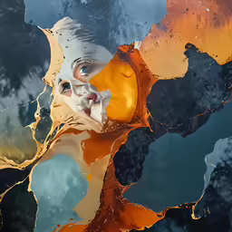 a digital painting with lots of colors and water