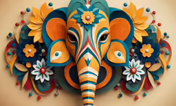 this colorful, colorful elephant has an interesting head