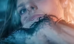 woman with water splash on her face standing under tree