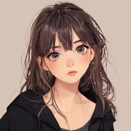 a girl with long hair wearing a black shirt
