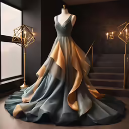 a gown with layers and sheer back