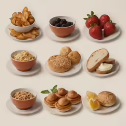a variety of small plates of food