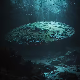 an image of water with a structure floating in it