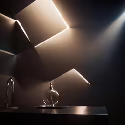 light streams in between two lamps and a table