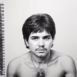 a black and white photo of a man with no shirt