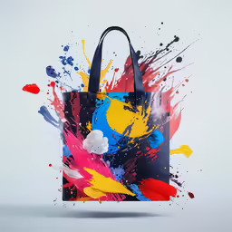 an abstract bag with lots of paint splatters