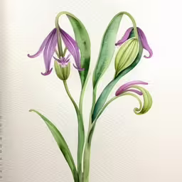 a drawing of a flower with a budding stalk
