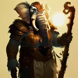 the elephant warrior poses for a picture