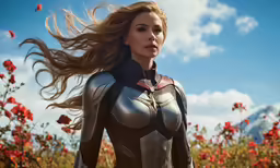 a woman is dressed as a captain america war movie