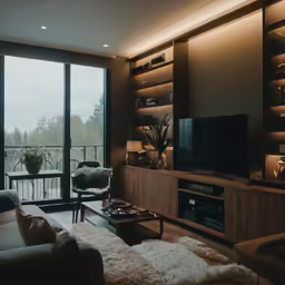 a very big room with some nice big windows