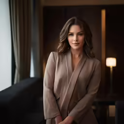 a beautiful young woman in a blazer posing