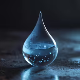a water drop on the ground with bubbles
