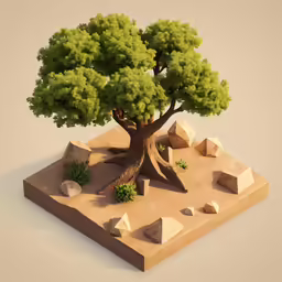 a large tree stands out from the desert