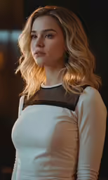 the beautiful blonde is posing for a picture