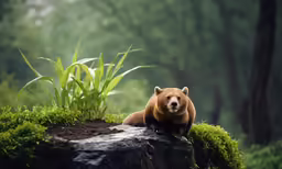 a bear is standing on the edge of some rocks