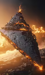 the view of an artwork piece during a burning night