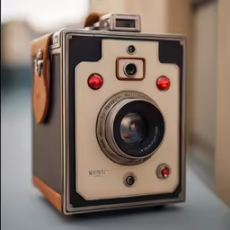 an old fashioned camera is sitting on a table