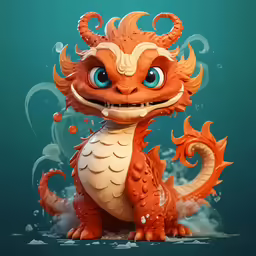 an image of an orange dragon in water