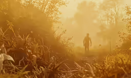 a man standing in the middle of a field
