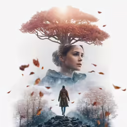 a poster for the series of hbo shows a woman standing on a rock