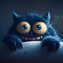 an animated character holding onto the wall