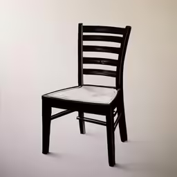 a black chair is shown in a room